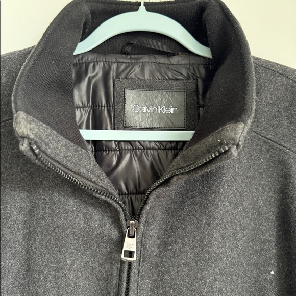 Calvin Klein Men's Wool Bomber Jacket With Knit Trim - Picture 2 of 6